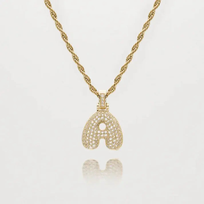 Initial Bubble Letter Ketting - Goud- en Zilvergeplateerd