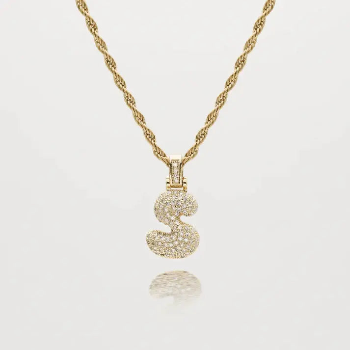 Initial Bubble Letter Ketting - Goud- en Zilvergeplateerd